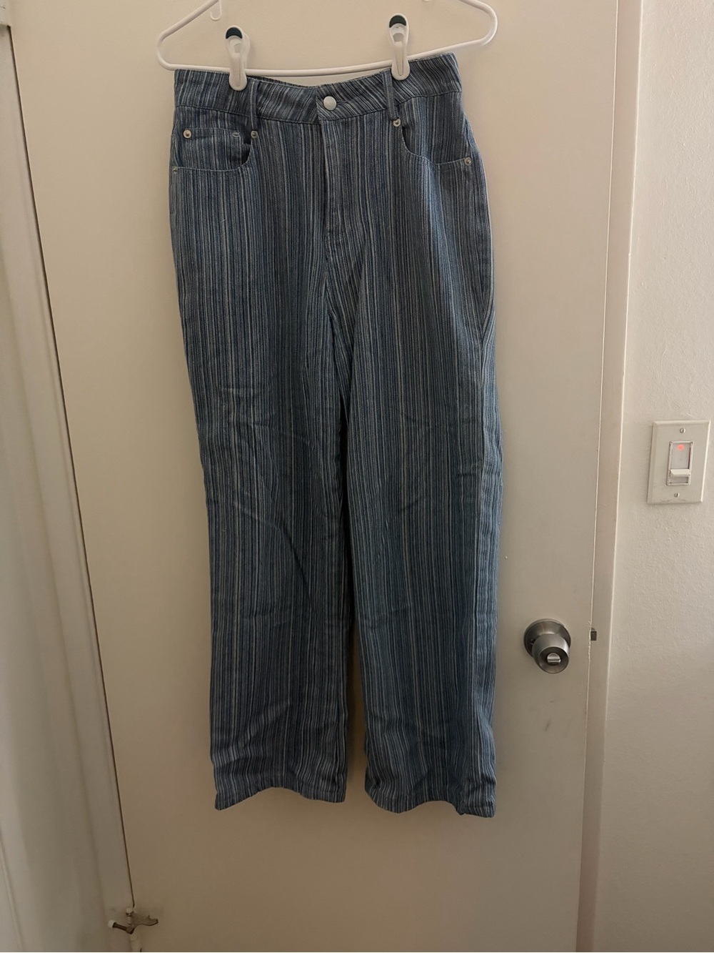 Striped Wide-Leg Women’s Jeans in Blue